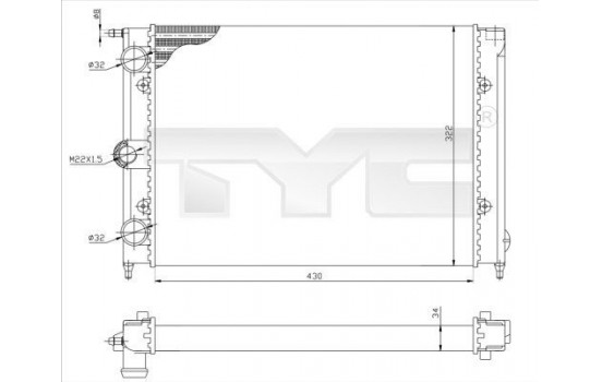 Radiator, engine cooling 737-0050 TYC