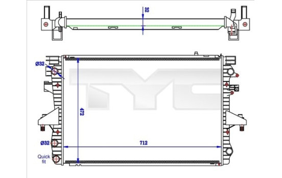 Radiator, engine cooling 737-0061-R TYC