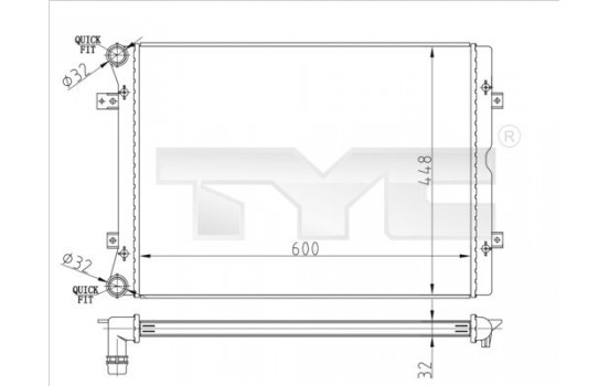 Radiator, engine cooling 737-0067-R TYC