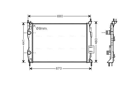 Radiator, engine cooling DN2413 Ava Quality Cooling