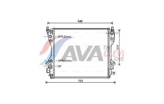 Radiator, engine cooling JR2049 Ava Quality Cooling