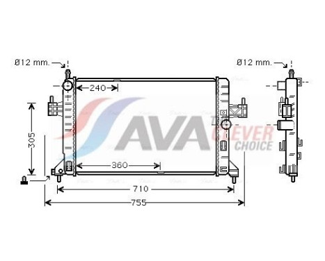 Radiator, engine cooling OL2305 Ava Quality Cooling
