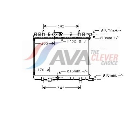 Radiator, engine cooling PE2300 Ava Quality Cooling