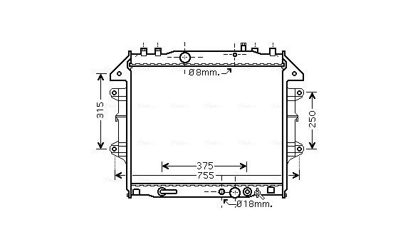 Radiator, engine cooling TO2496 Ava Quality Cooling