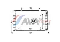 Radiator, engine cooling VO2092 Ava Quality Cooling