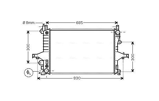 Radiator, engine cooling VO2115 Ava Quality Cooling