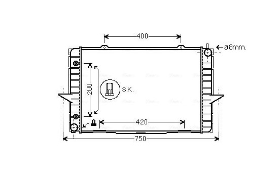 Radiator, engine cooling VO2118 Ava Quality Cooling