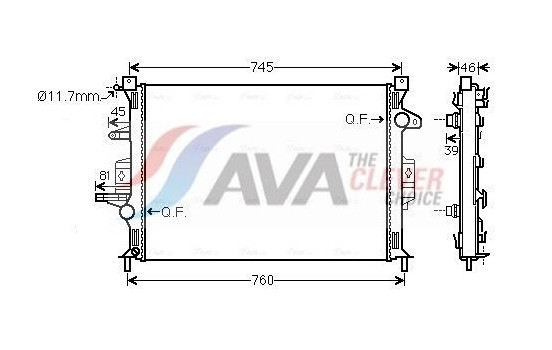 Radiator, engine cooling VO2186 Ava Quality Cooling