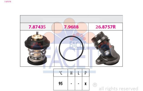 Thermostat, coolant 7.8757K Facet