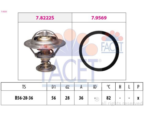 Thermostat, coolant Made in Italy - OE Equivalent 7.8222 Facet
