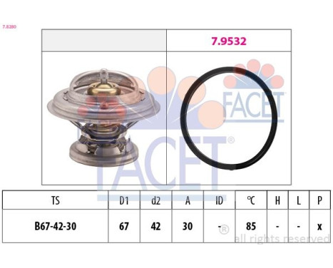Thermostat, coolant Made in Italy - OE Equivalent 7.8280 Facet