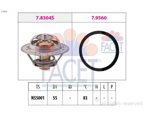 Thermostat, coolant Made in Italy - OE Equivalent 7.8304 Facet