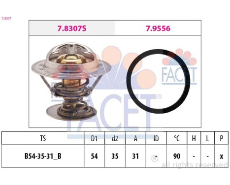 Thermostat, coolant Made in Italy - OE Equivalent 7.8307 Facet