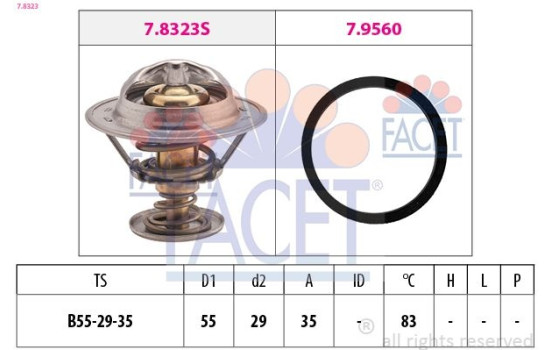 Thermostat, coolant Made in Italy - OE Equivalent 7.8323 Facet