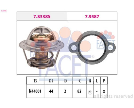 Thermostat, coolant Made in Italy - OE Equivalent 7.8368 Facet