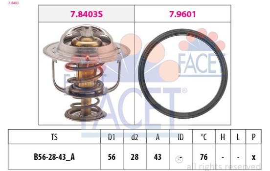Thermostat, coolant Made in Italy - OE Equivalent 7.8403 Facet