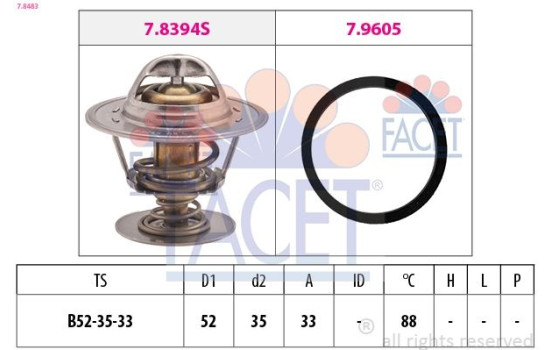 Thermostat, coolant Made in Italy - OE Equivalent 7.8483 Facet