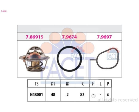 Thermostat, coolant Made in Italy - OE Equivalent 7.8691 Facet
