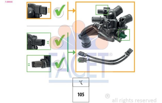 Thermostat, coolant Made in Italy - OE Equivalent 7.8866K Facet