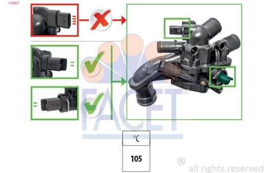 Thermostat, coolant Made in Italy - OE Equivalent 7.8927 Facet