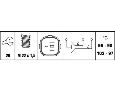 Temperature Switch, radiator fan 6ZT 007 837-061 Hella