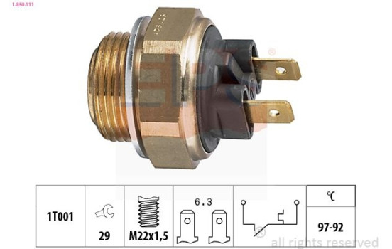 Temperature Switch, radiator fan Made in Italy - OE Equivalent 1.850.111 EPS Facet