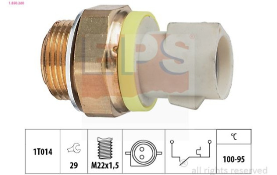 Temperature Switch, radiator fan Made in Italy - OE Equivalent 1.850.280 EPS Facet