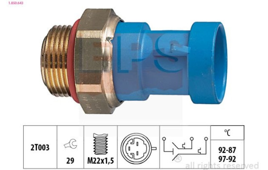 Temperature Switch, radiator fan Made in Italy - OE Equivalent 1.850.643 EPS Facet