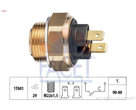 Temperature Switch, radiator fan Made in Italy - OE Equivalent 7.5002 Facet