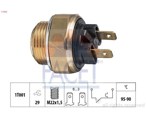 Temperature Switch, radiator fan Made in Italy - OE Equivalent 7.5020 Facet