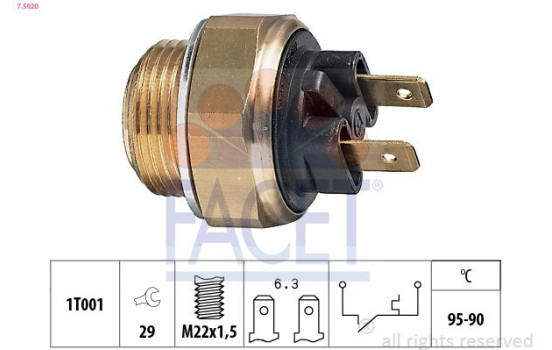 Temperature Switch, radiator fan Made in Italy - OE Equivalent 7.5020 Facet