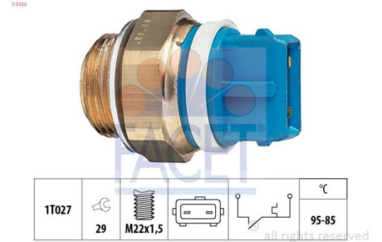 Temperature Switch, radiator fan Made in Italy - OE Equivalent 7.5122 Facet