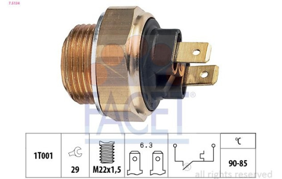 Temperature Switch, radiator fan Made in Italy - OE Equivalent 7.5134 Facet