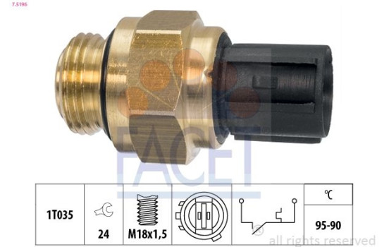Temperature Switch, radiator fan Made in Italy - OE Equivalent 7.5196 Facet