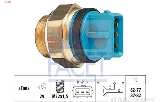 Temperature Switch, radiator fan Made in Italy - OE Equivalent 7.5630 Facet