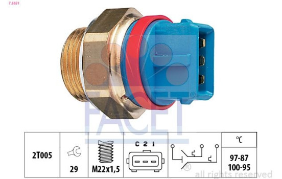 Temperature Switch, radiator fan Made in Italy - OE Equivalent 7.5631 Facet