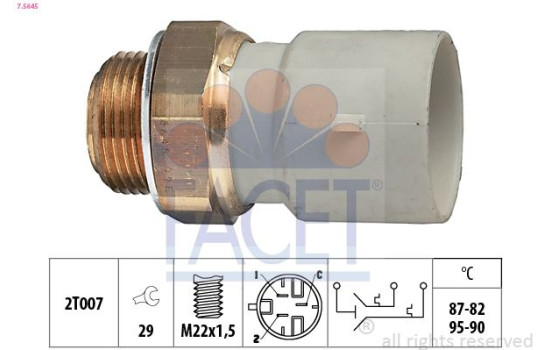 Temperature Switch, radiator fan Made in Italy - OE Equivalent 7.5645 Facet