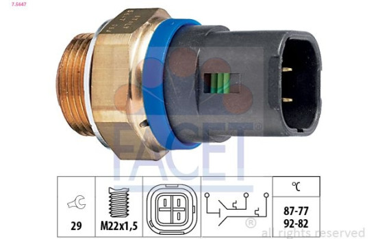 Temperature Switch, radiator fan Made in Italy - OE Equivalent 7.5647 Facet