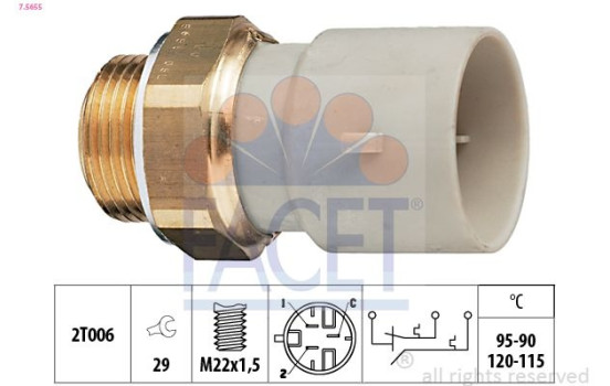 Temperature Switch, radiator fan Made in Italy - OE Equivalent 7.5655 Facet