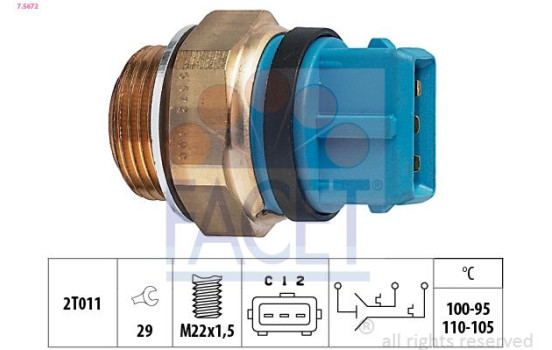 Temperature Switch, radiator fan Made in Italy - OE Equivalent 7.5672 Facet