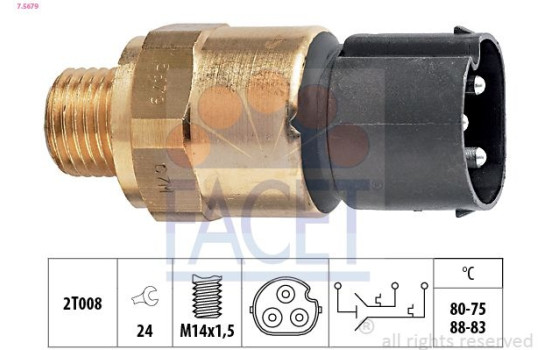 Temperature Switch, radiator fan Made in Italy - OE Equivalent 7.5679 Facet