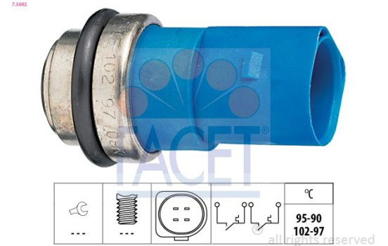 Temperature Switch, radiator fan Made in Italy - OE Equivalent 7.5692 Facet