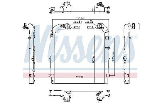 Intercooler, charge air cooler 961154 Nissens