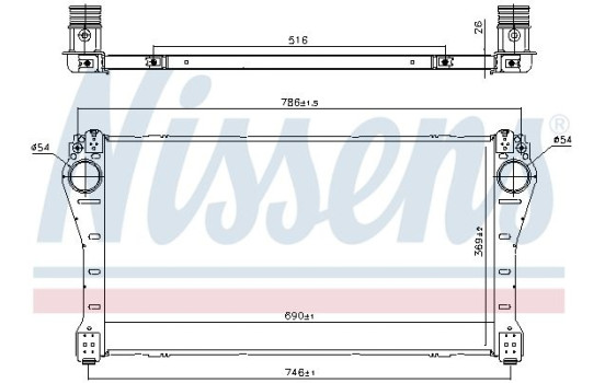 Intercooler, charge air cooler 961250 Nissens