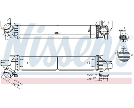 Intercooler, charge air cooler 961269 Nissens