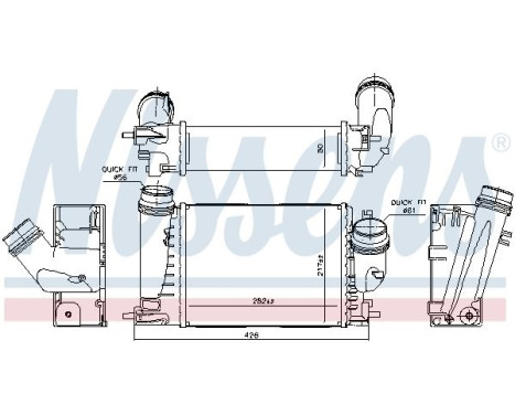 Intercooler, charge air cooler 961289 Nissens