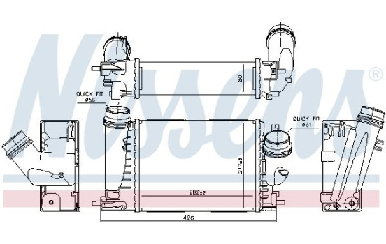 Intercooler, charge air cooler 961289 Nissens