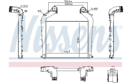 Intercooler, charge air cooler 961323 Nissens