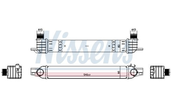 Intercooler, charge air cooler 961336 Nissens