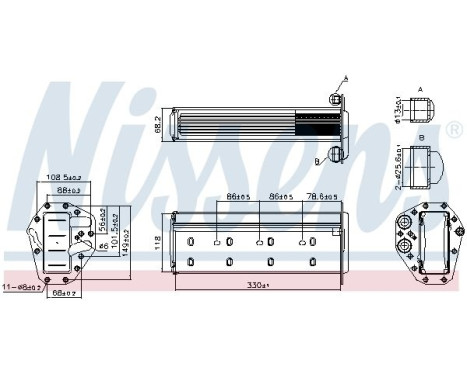 Intercooler, charge air cooler 961447 Nissens